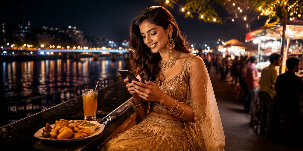 Cheering Indian cricket fans enjoying IPL and betting on mobile slots